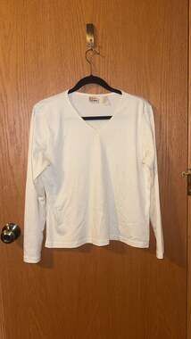 L.L.Bean Women's Supima Cotton Long-Sleeve V-Neck T-Shirt in Cream